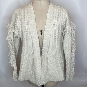 Madewell Cream Knit Open Cardigan with Fringe on Sleeves!
